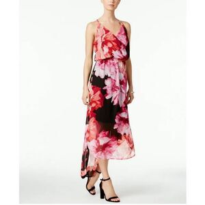 NWT Nine West‎ Floral Maxi Dress Size 4 Black Pink